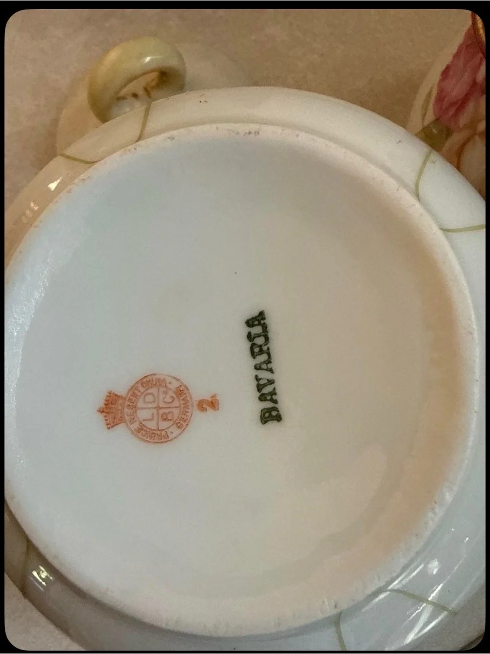 Porcelain Creamer and Sugar Set with Pink Rose Motif